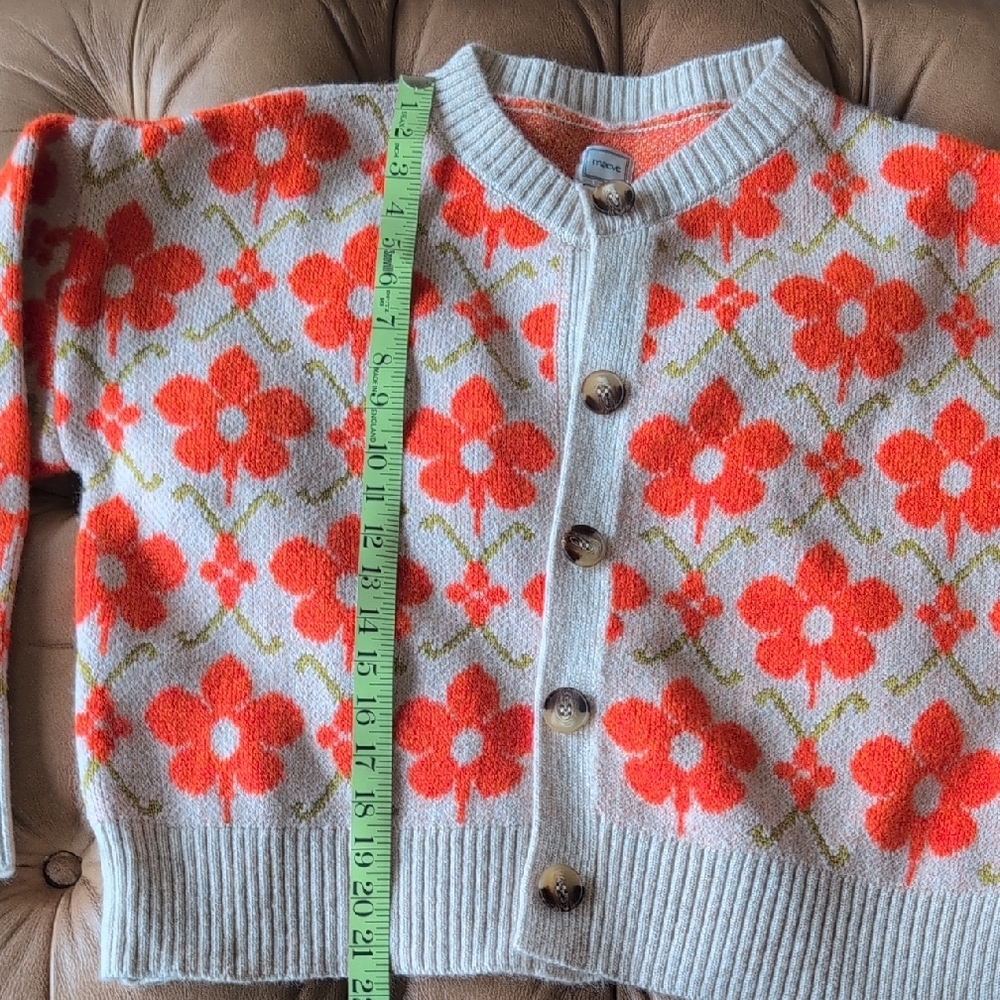 Anthropologie Orange Floral Cardigan - Picture 7 of 7